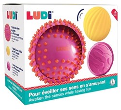 Ludi balles sensorielles roses – jouet pour bébé, lot de 3