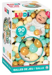 Ludi balles de jeu multicolores - 90 pièces - piscine à balles bébé 6 cm