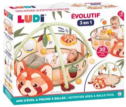Ludi tapis d'éveil panda rouge - aire de jeu et piscine à balles pour bébés