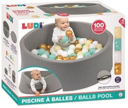 Ludi piscine à balles ronde - piscine en tissu avec 100 balles pour bébés