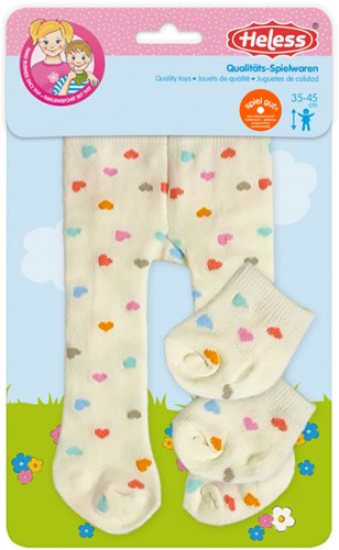 Heless collants pour poupée avec chaussettes Confetti Cœur 35-45cm vêtements poupée-2