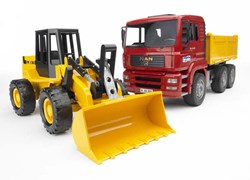 Bruder MAN TGA camion benne - jouet chantier camion et pelleteuse