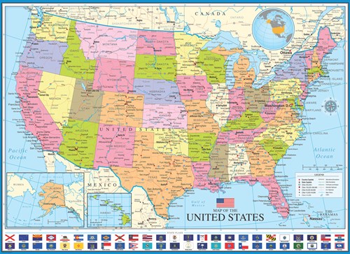 Eurographics puzzle carte des États-Unis - puzzle 1000 pièces