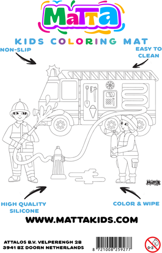 Matta Kids - Brandweer helden - Herbruikbare Kleur- en Veegplacemat-2