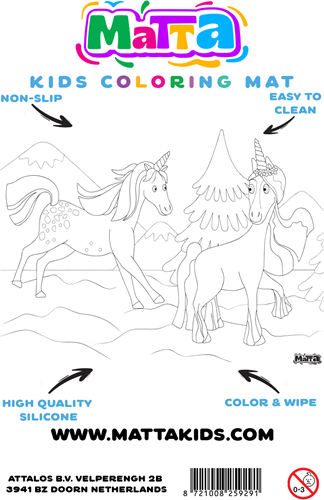Matta Kids set de table licorne - coloriage réutilisable et tapis effaçable-2