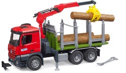 Bruder camion grue MB Arocs transport de bois avec grue de chargement et grappin jouet