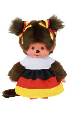 Poupée Monchhichi édition Allemagne - fille avec tresses - poupée 20 cm
