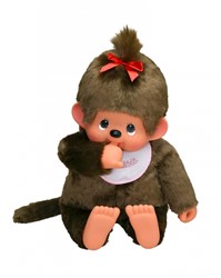 Monchhichi poupée peluche fille bavoir rose 80cm jouet câlin