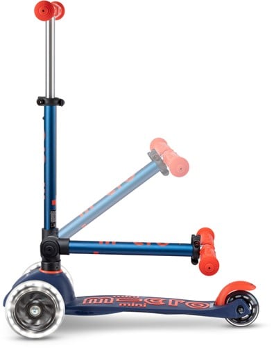 Micro trottinette enfant Mini Micro Deluxe pliable LED bleu marine réglable-3