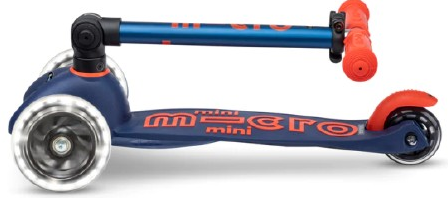 Micro trottinette enfant Mini Micro Deluxe pliable LED bleu marine réglable