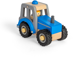 BigJigs tracteur en bois bleu - véhicule jouet avec fermier