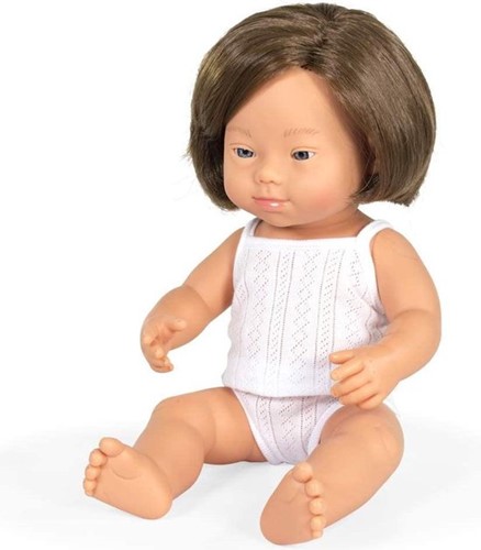 Miniland Babypop Meisje Wit Down Syndroom Vanillegeur - 38 cm