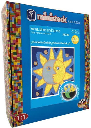 Ministeck mosaïque Glow in the Dark soleil, lune et étoiles XXL boîte 3700 pièces