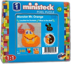 Ministeck Pixel Puzzle Glow in the Dark Glowmonster Mr. Orange Travel Kit - 340 Pieces