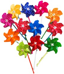 Giobas moulin à vent jouet mini pois/uni 11cm moulin coloré