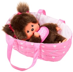 Monchhichi poupée en peluche avec sac de transport - 20 cm - jouet mignon