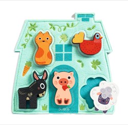 Djeco puzzle en bois Mouki - jouet ferme bois FSC