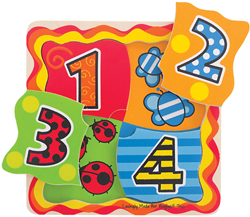 BigJigs puzzle chiffres en bois - jouet éducatif - 4 pièces