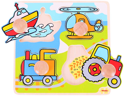 BigJigs puzzle en bois véhicules - jouet éducatif 4 pièces