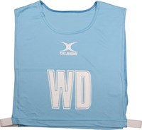 Gilbert tabliers de netball chasubles sport large bleu design respirant