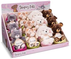 Nici peluche Sleeping Pets chien ou chat 12cm écologique
