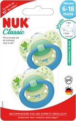 Nuk sucette silicone 6-18 mois motif grenouille lot de 2