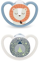Nuk sucette bébé Perfect Match Air Night 0-6M Lion FireFly silicone