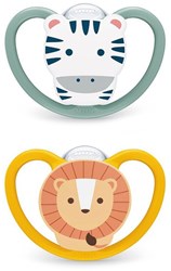Nuk - Perfect Match Air - Pacifiers (2) - Sil - 6-18M - Zebra/Lion (was NU-10736927)