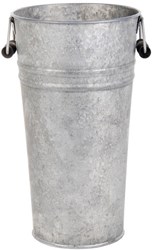 Esschert Design vase zinc vieilli avec poignées en bois 30cm décoration
