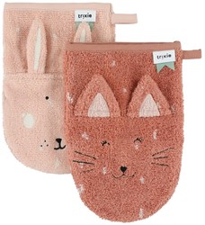Trixie gants de toilette bébé 2-pack coton bio Mrs. Cat Mrs. Rabbit