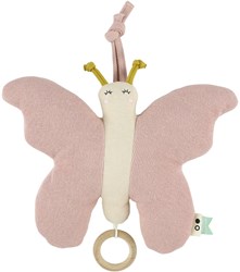 Trixie jouet musical bébé papillon - coton bio rose