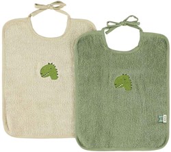 Trixie bavoir XL lot de 2 - grands bavoirs bébé coton bio dinosaure