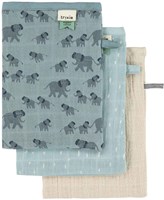 Trixie gants de toilette bébé bleu - Lot de 3 Tetra Enchanting Elephant