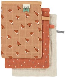 Trixie gants de toilette bébé orange 3-pack - doux tétra Fierce Fox