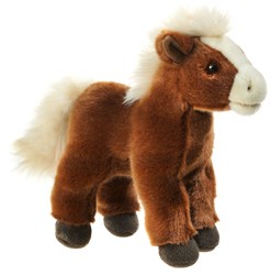 Heunec cheval en peluche debout 23cm jouet doux marron