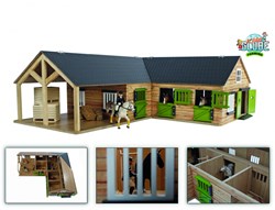Kids GLOBE écurie jouet en bois 1:24 avec 3 boxes et espace de rangement