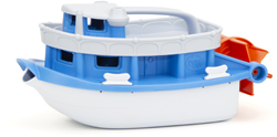 Green Toys Bateau à roues jouet de bain écologique bleu-blanc