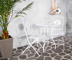 Bistroset Paris ensemble de jardin métal blanc 3 pièces pour balcon et terrasse