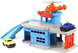 Green Toys garage de stationnement avec voitures et hélicoptère - jouet écologique