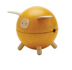 PlanToys Jouets en bois Tirelire Jaune-Orchard