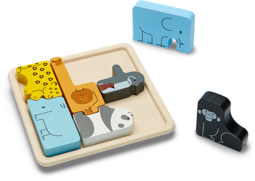 PlanToys Jouets en bois Jeu de puzzle d'animaux