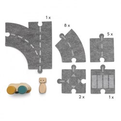 Micki jouet set de rues en feutre - jeu éducatif - 19 pièces - multicolore