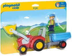 Playmobil tracteur de ferme avec remorque 1.2.3 - 6964 jouet