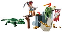 Playmobil jouet pirate Starter Pack avec alligator et coffre au trésor-2
