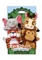 Melissa & Doug marionnettes à gaine peluche zoo - set de 4 animaux