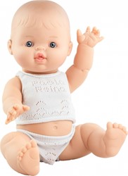 Paola Reina Gordi Poupée Bébé Garçon Blanc Pyjama - 34 cm