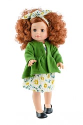 Paola Reina poupée mannequin Angela 42 cm - poupée robe fleurie cheveux roux