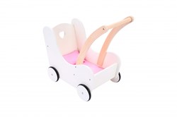 Angel Sports landau poupée bois rose-blanc avec accessoires