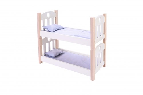 Angel Sports lit superposé pour poupées bois gris-blanc avec literie incluse