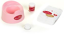 Klein pot de poupée avec accessoires - set de soins bébé rose blanc